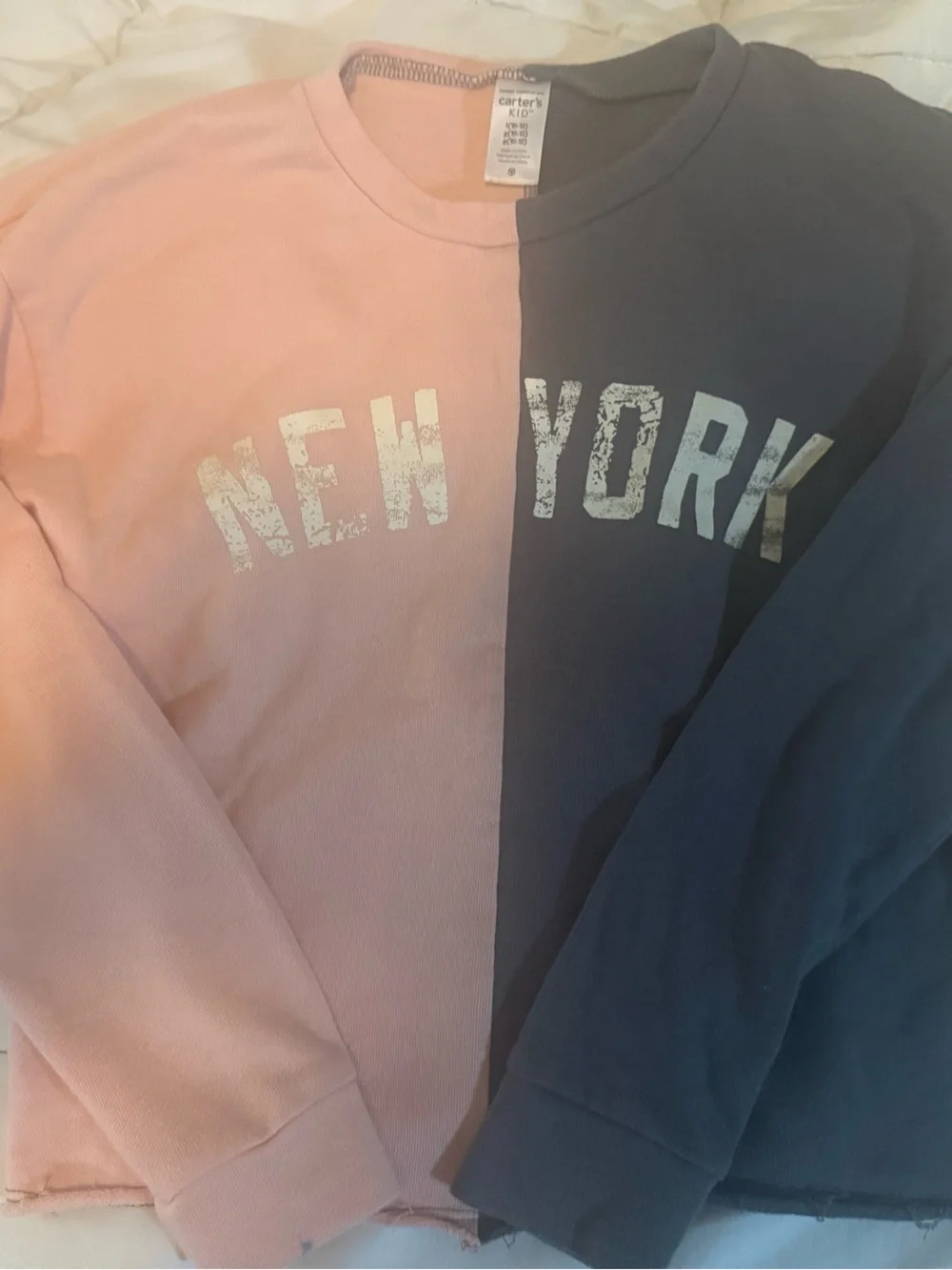 Carter's Pink & Charcoal'New York' Colorblock Crewneck Sweatshirt